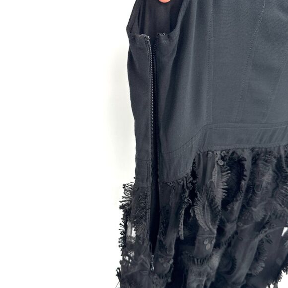 NWT ANTHROPOLOGIE Floriana Black Lacey Embroidered Floral Tank Midi Dress Size 6 - Picture 6 of 10